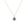 Blue Evil Eye Pendant Necklace – Stainless Steel Chain with Crystal Halo